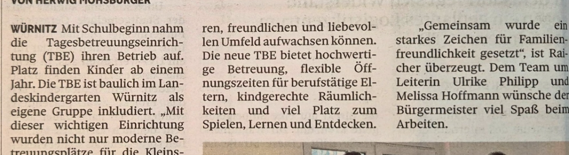Kindergarten-Zubau in Würnitz fertiggestellt: Grassl verantwortete Statikplanung & Baustellen-Koordination