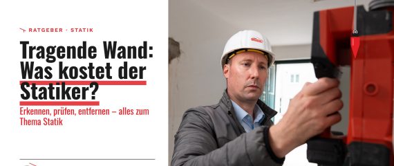 Baumeister Franz Grassl prüft eine Wand mit dem Bewehrungsdetektor – Ratgeber tragende Wand und Statiker